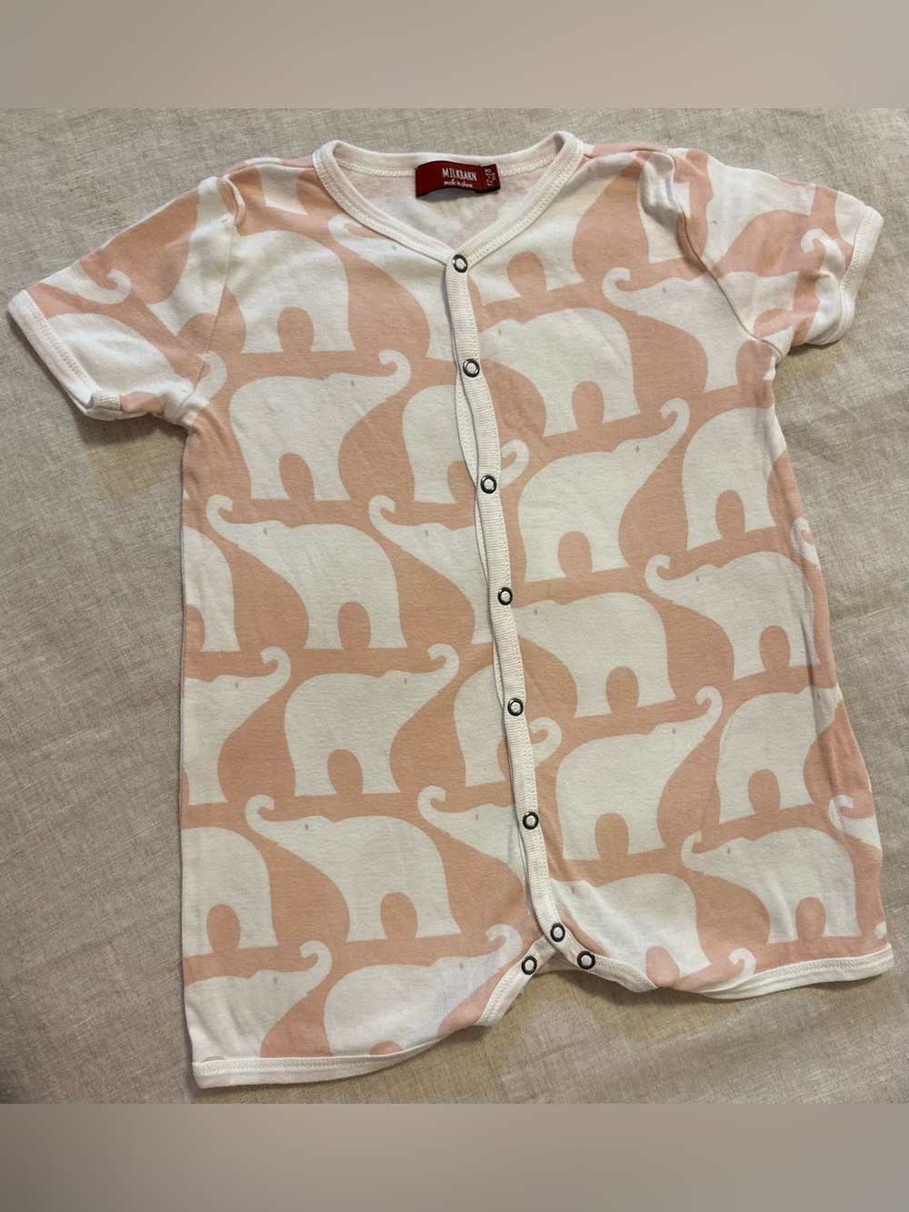 Milkbarn Elephant Snap Button Romper 12-18M